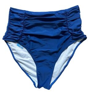 Cupshe Royal Blue Ruched High-Waist Bikini Bottoms